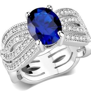 Blue Sapphire Zirconium Ring
